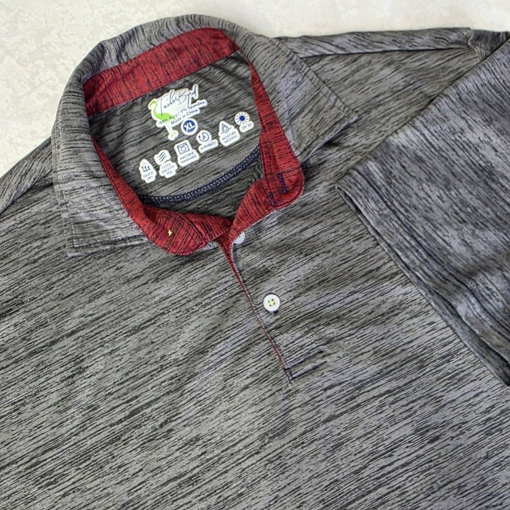 Tailor Byrd Shirt Mens XL Polo Performance Golf Charcoal‎ Black Gray SPF 30